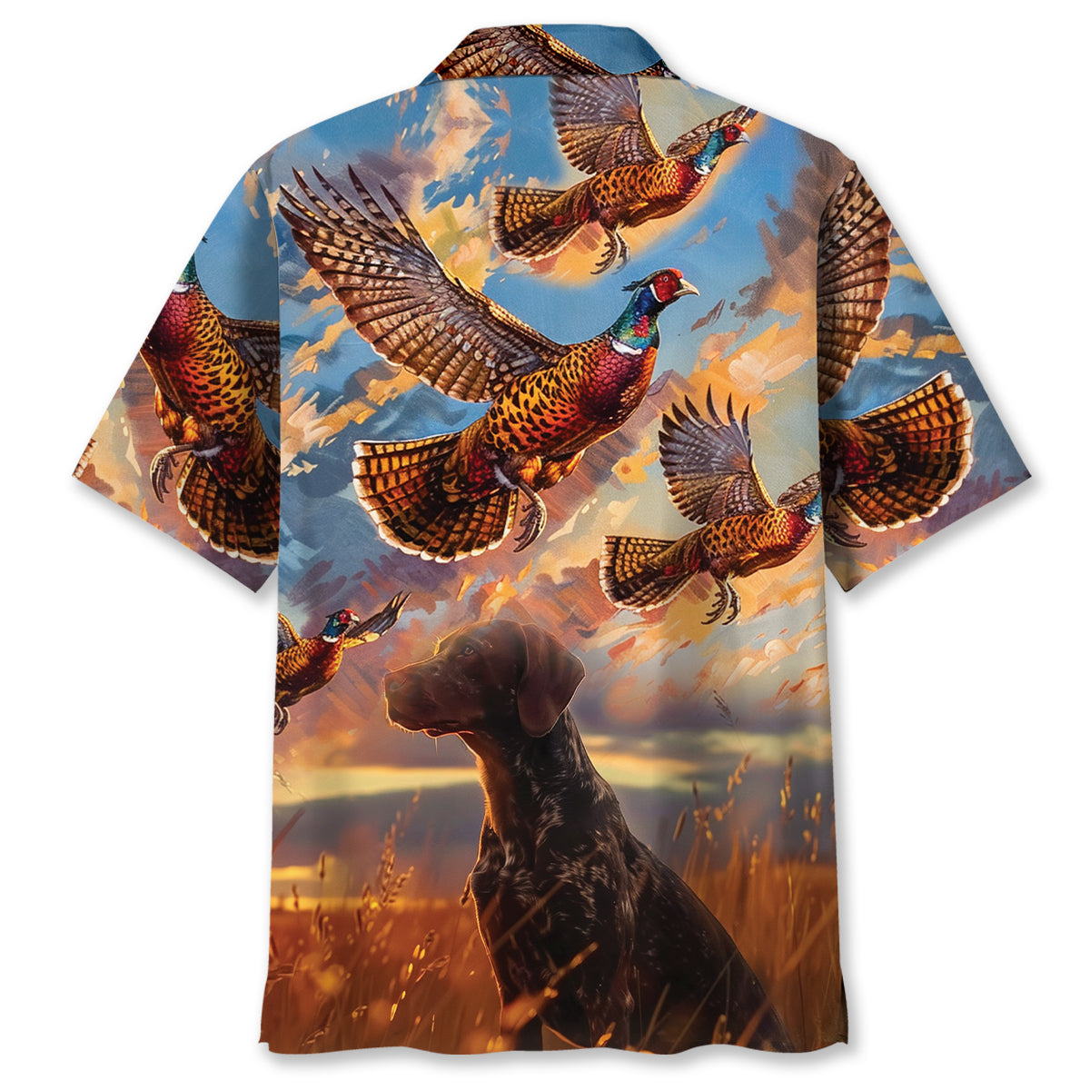 Pheasant Hunting with German Shorthaired Pointer Hawaiian Shirt