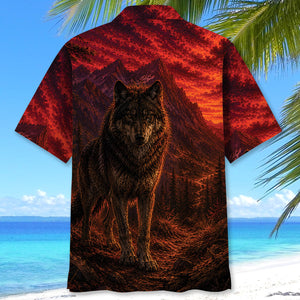 Wolf Hunting Burnt Sky Hawaiian Shirt