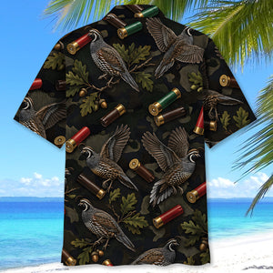 Vintage Quail Hunting Camouflage Black Hawaiian Shirt