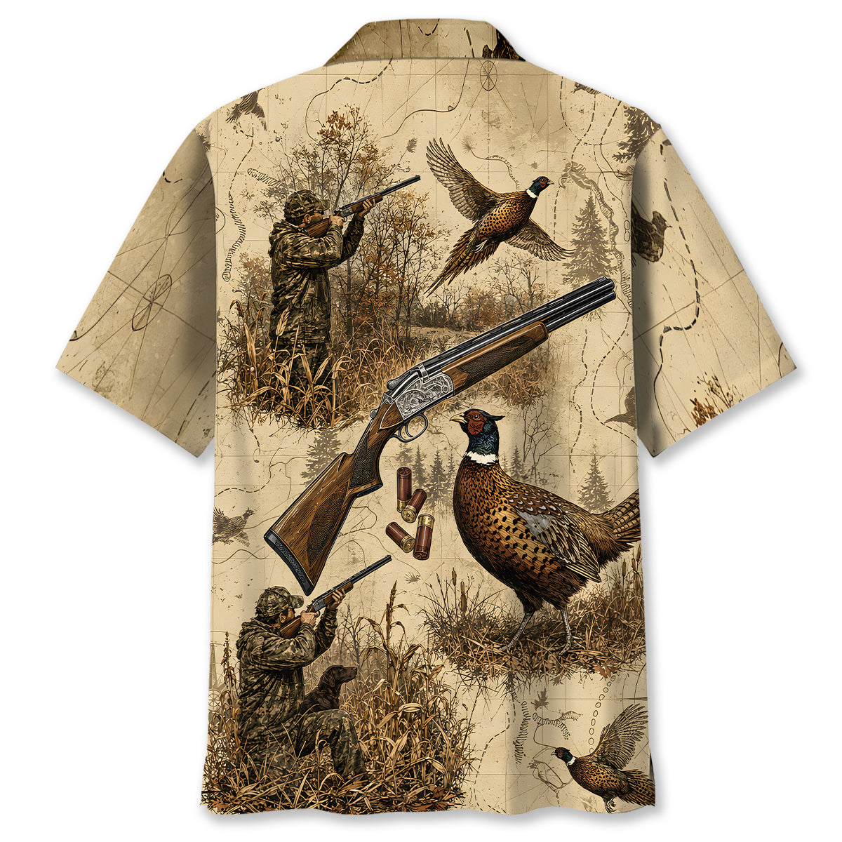 Vintage Wild Pheasant Hunting Hawaiian Shirt