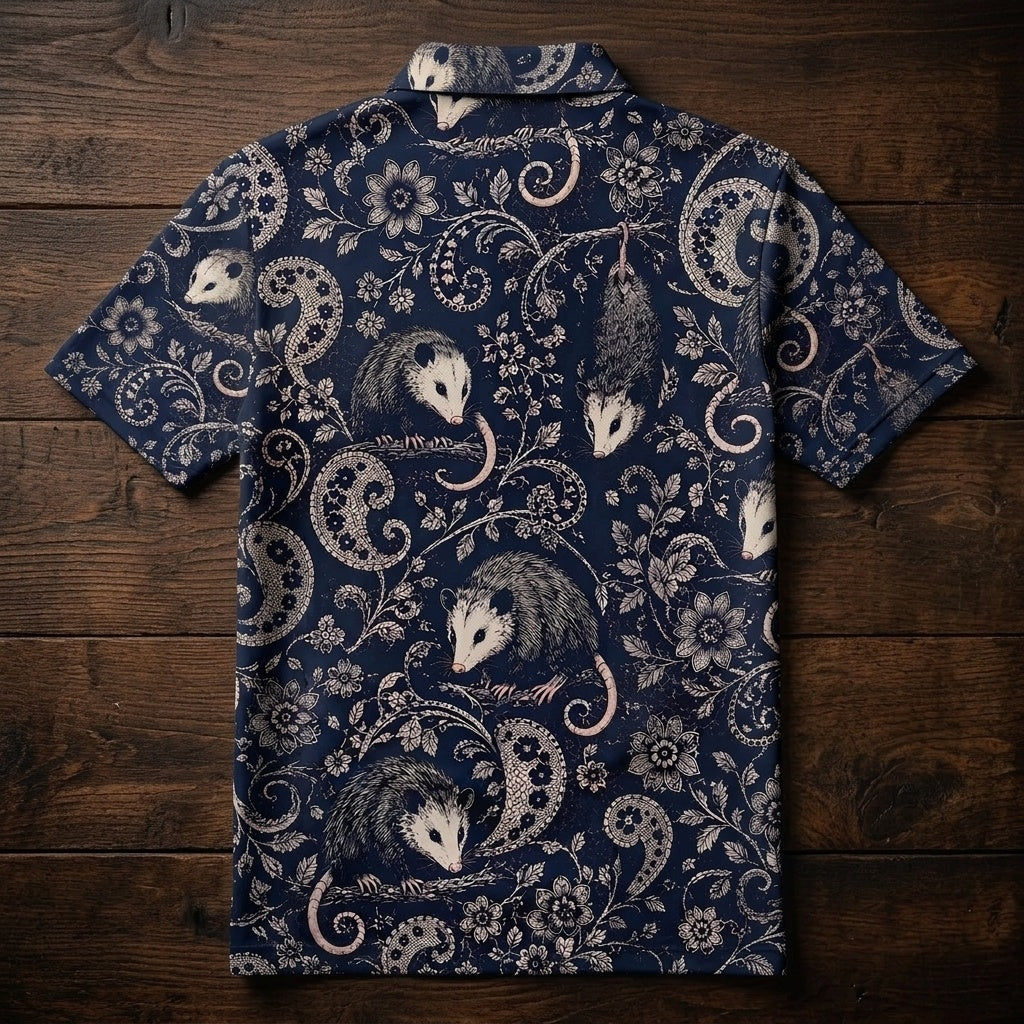 Midnight Opossum Paisley Men Polo Shirt