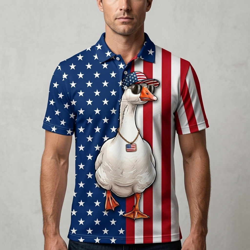 America Geese Hunting Funny Men Polo Shirt