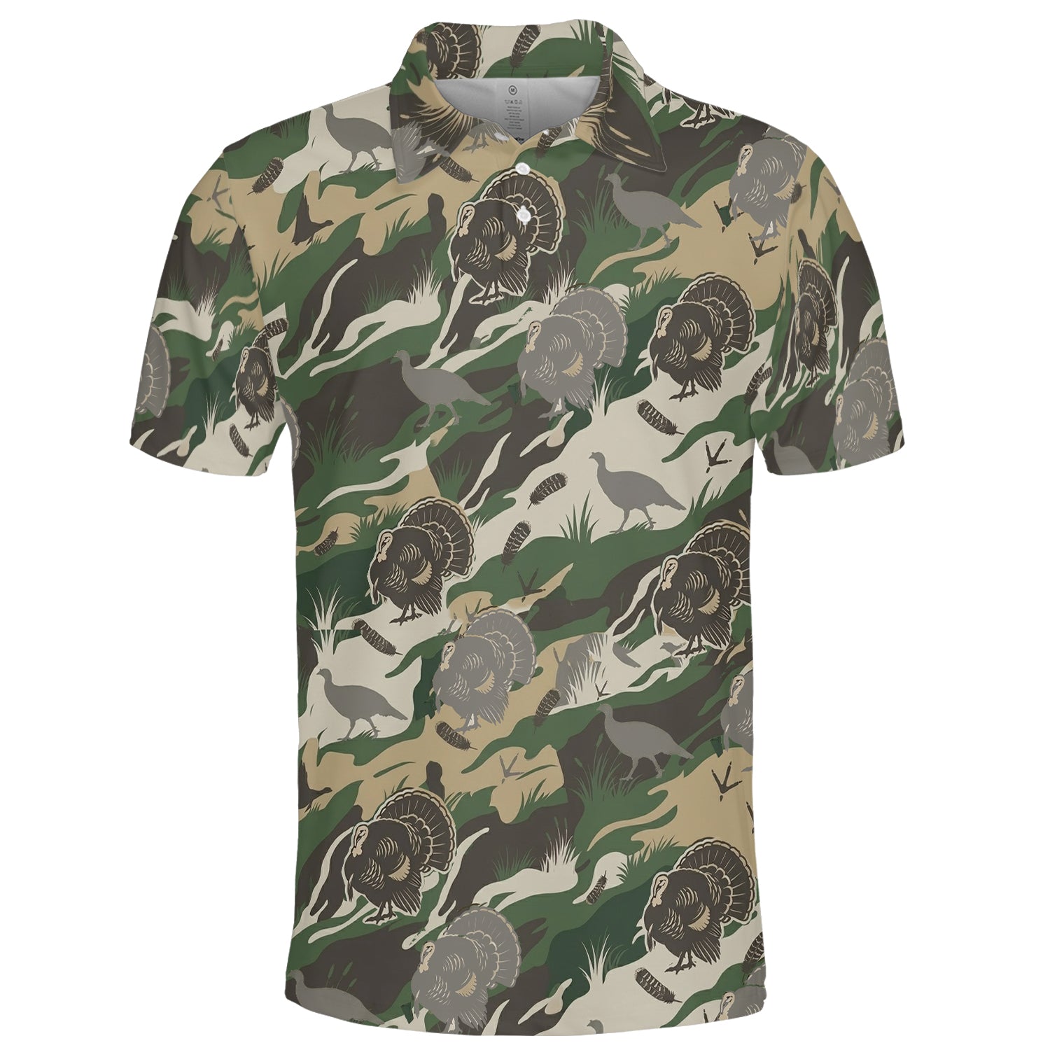 Outdoor Turkey Hunting Camo Print Graphic Polo For Men