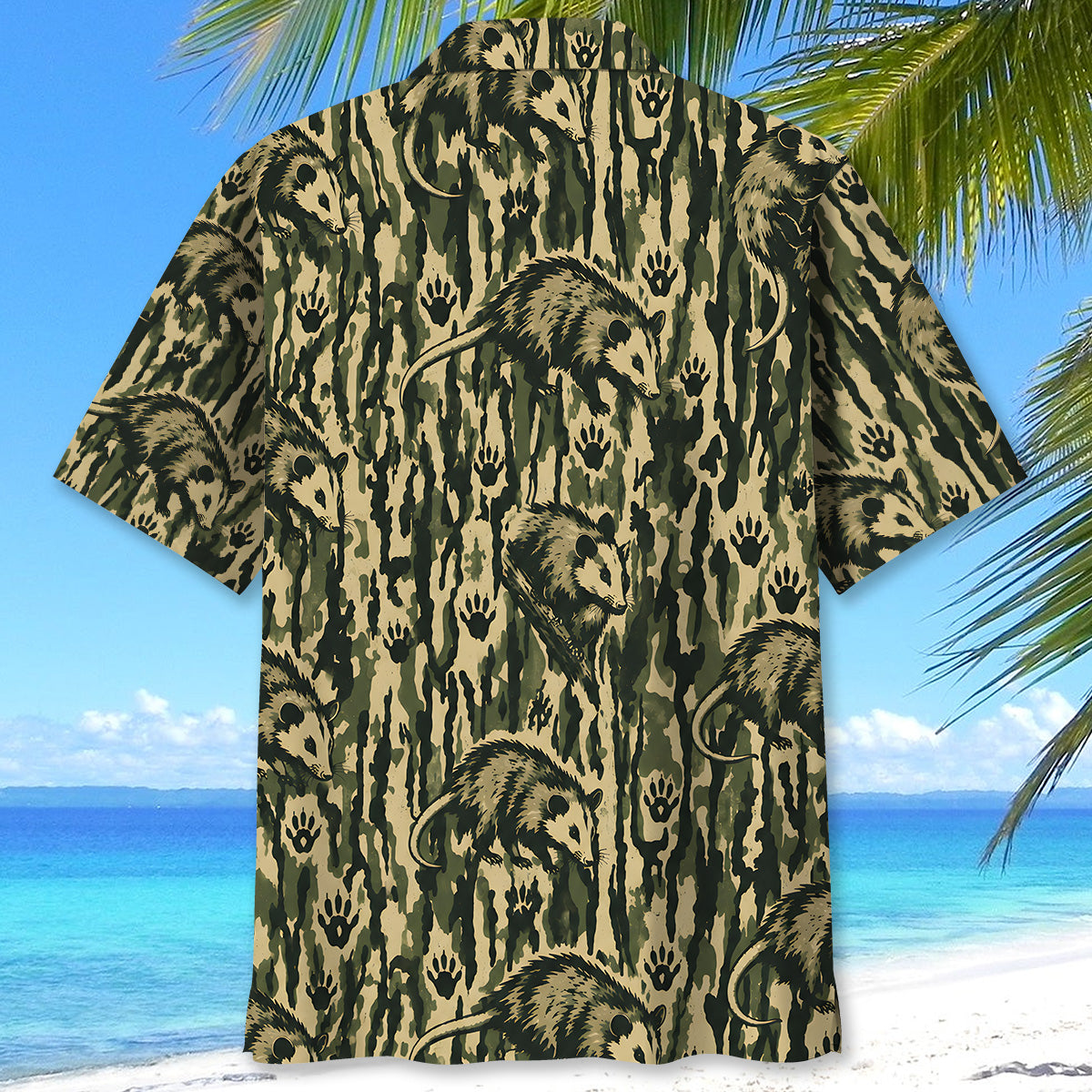 Opossum Stripe Camouflage Hawaiian Shirt