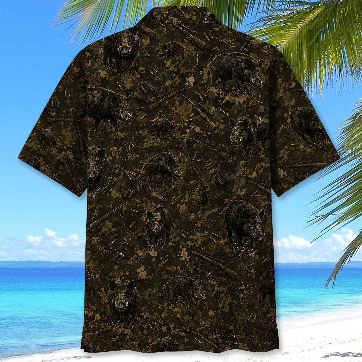 Hog Hunting Camo Hawaiian Shirt