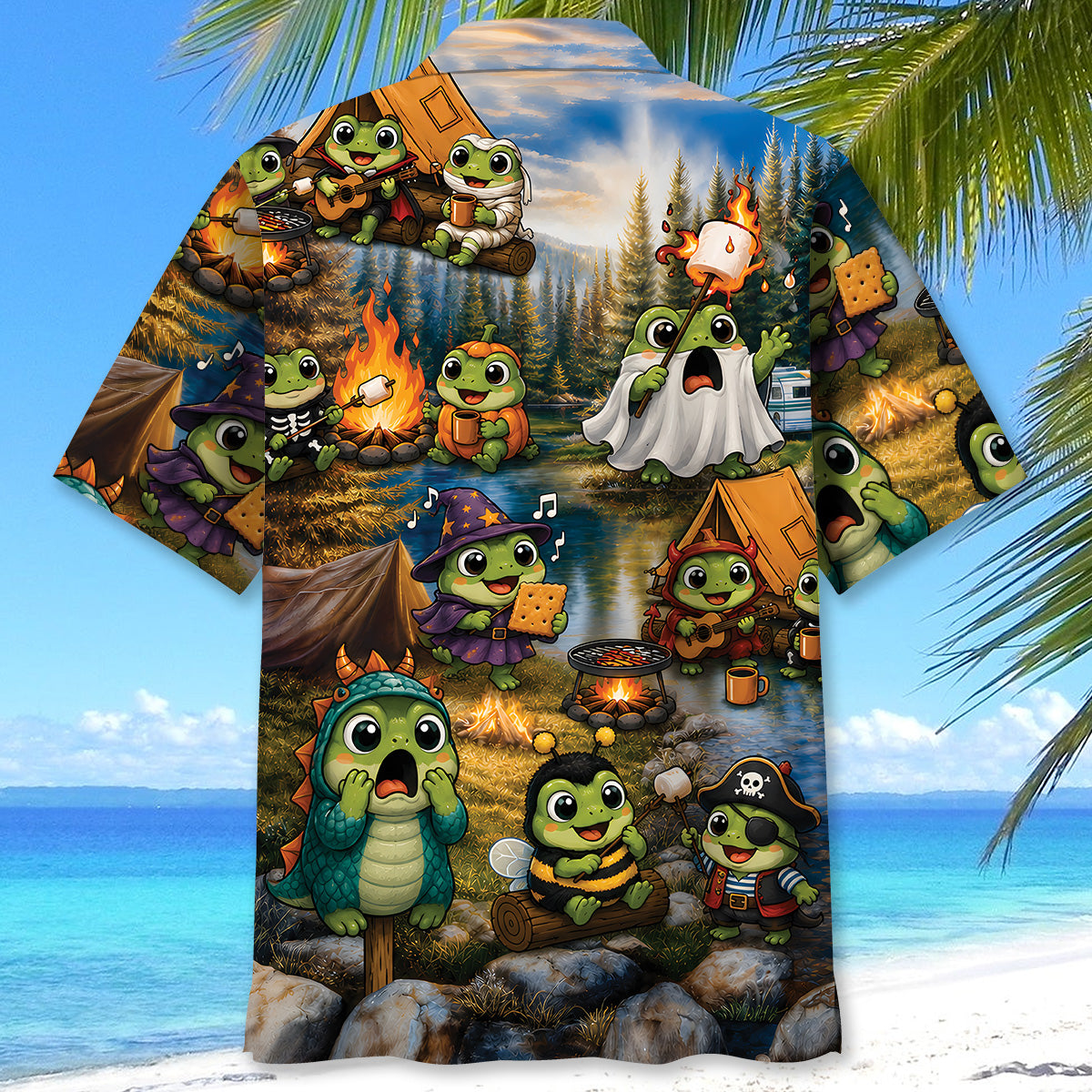 Vintage Frog Camping Hawaiian Shirt