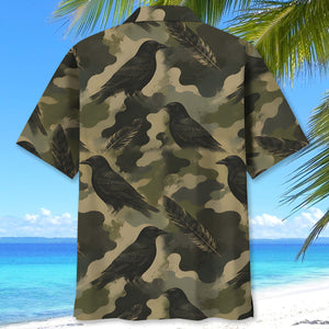 Crow Camouflage Graphic Pattern Hawaiian Shirt