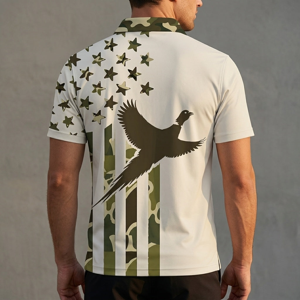 Custom Name Pheasant Hunting Camouflage Style Men Polo Shirt