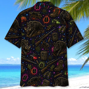 Retro Wild Hog Hunting Colorful Hawaiian Shirt