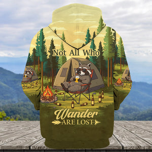 Funny Raccoon Drinking Not All Who Wander Are Lost All Over Print