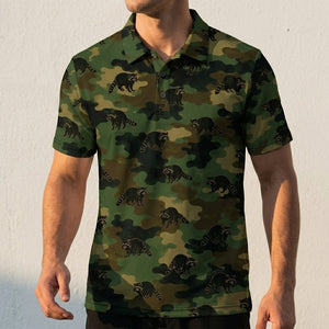 Raccoon Camouflage Millitary Men Polo Shirt