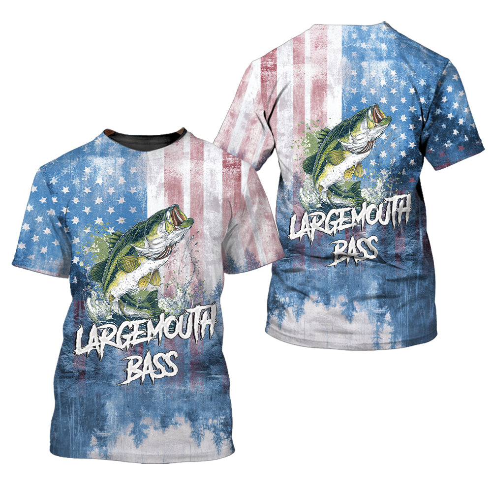 Largemouth Bass American Flag All Over Print Shirt