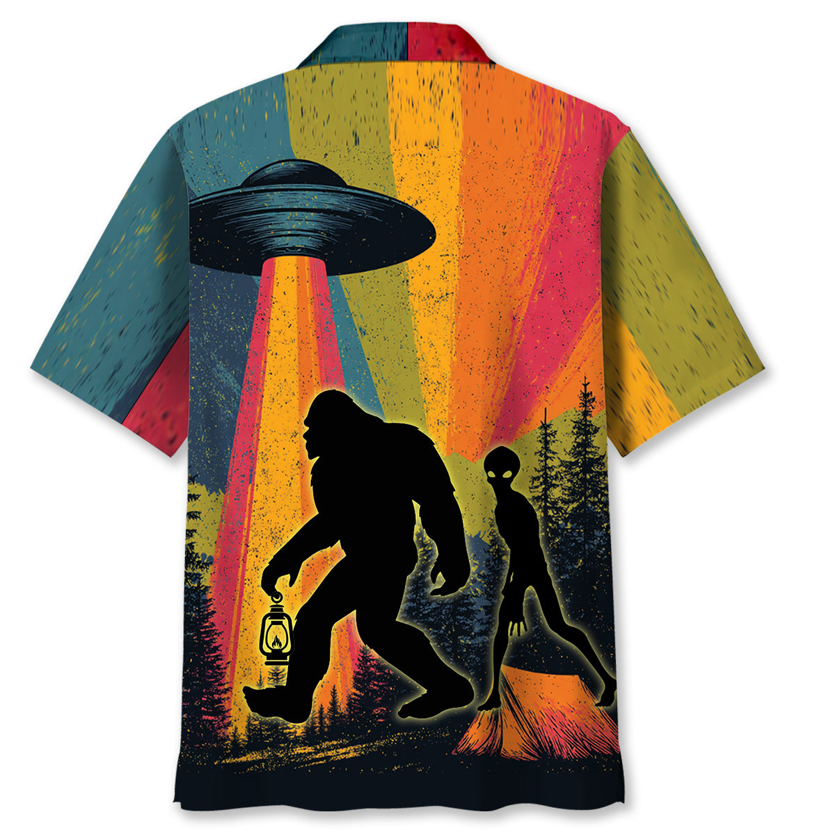 Bigfoot Alien Camping Night Vintage Hawaiian Shirt