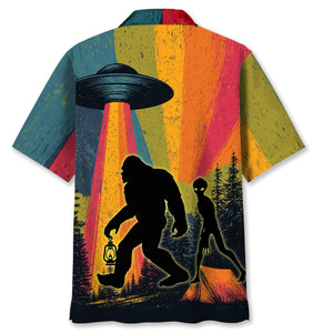 Bigfoot Alien Camping Night Vintage Hawaiian Shirt