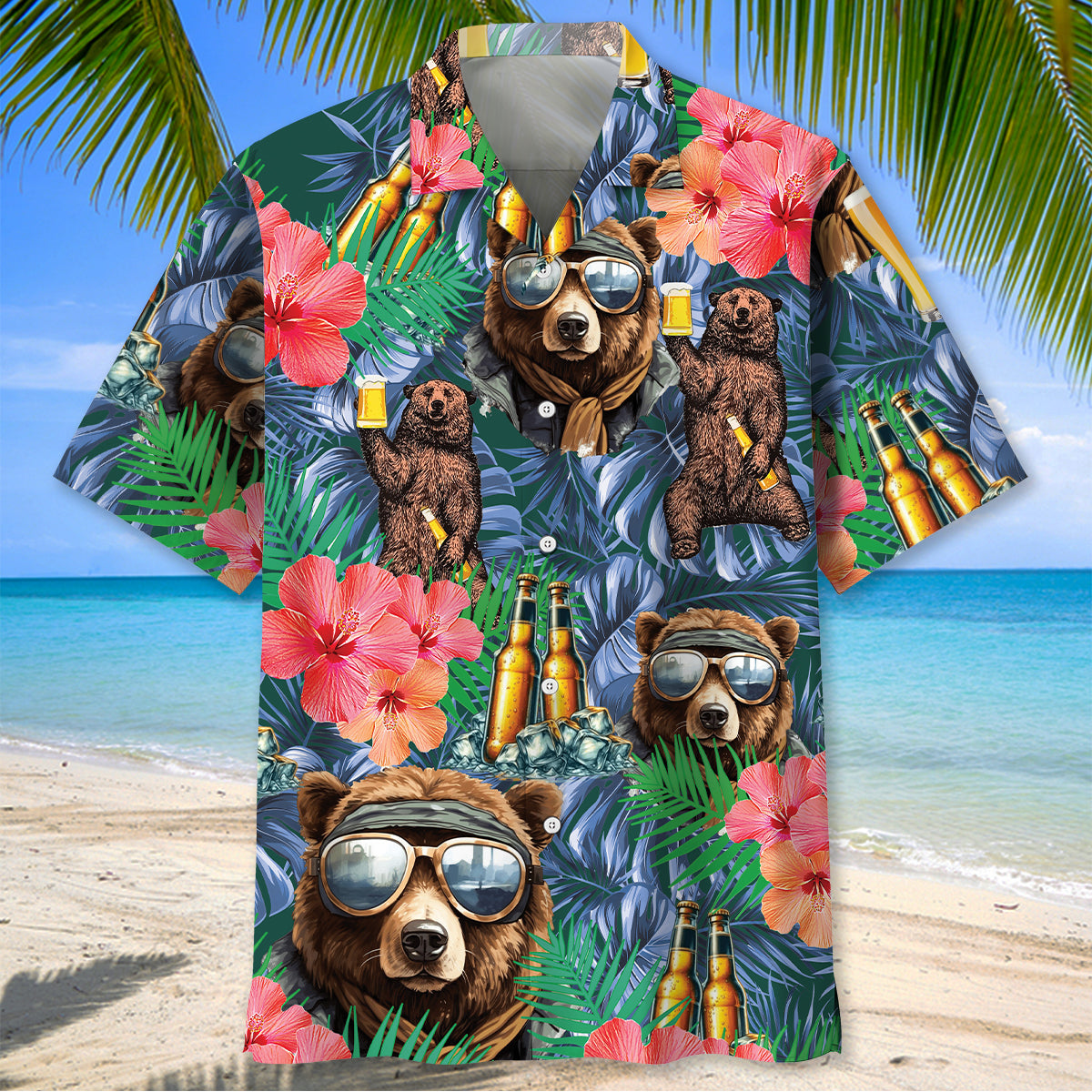 Bear Camping With Beer Hawaiian Shirt