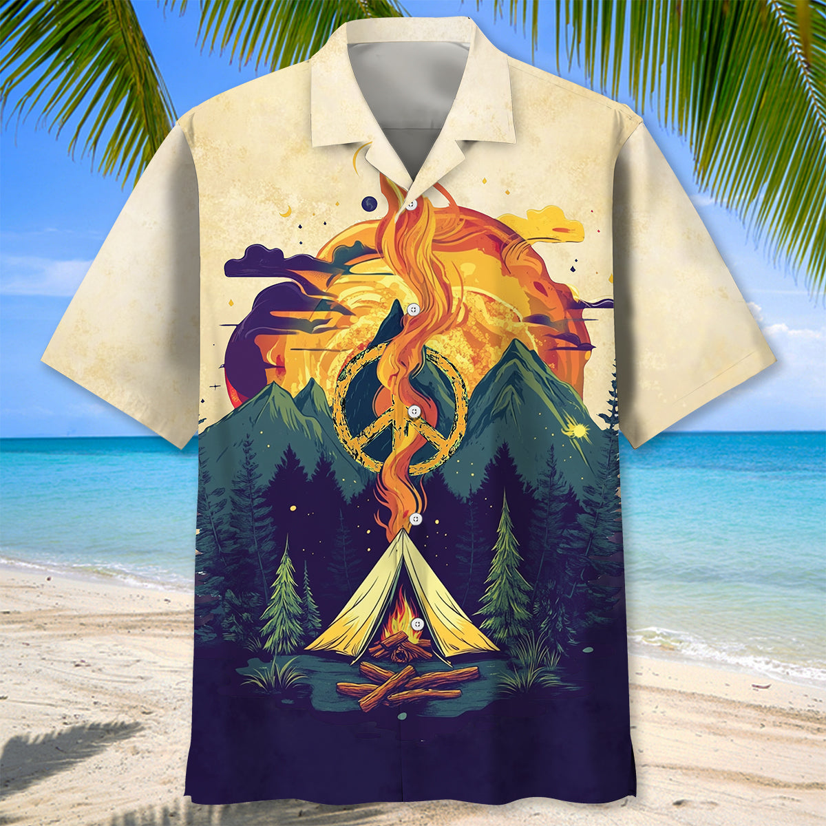 Campfire Peace Life Vintage Hawaiian Shirt