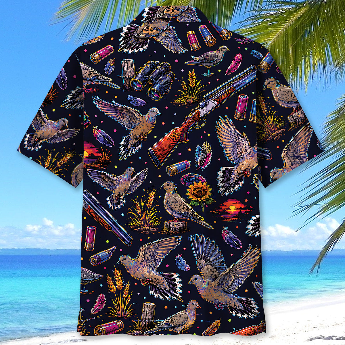 Dove Hunting Graphic Pattern Hawaiian Shirt