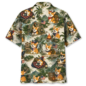 Funny Corgi Dog Camping Hawaiian Shirt