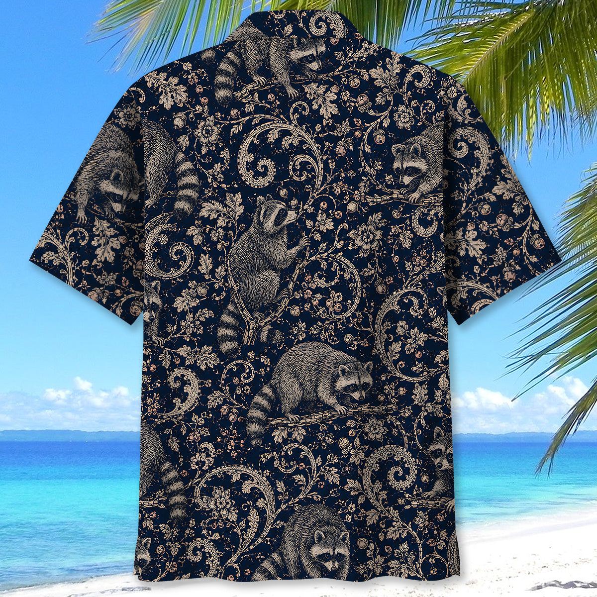 Midnight Raccoon Paisley Hawaiian Shirt