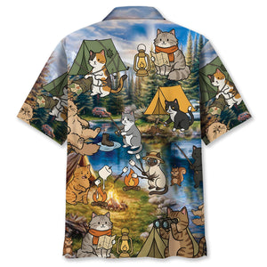 Funny Cat Campsite Hawaiian Shirt