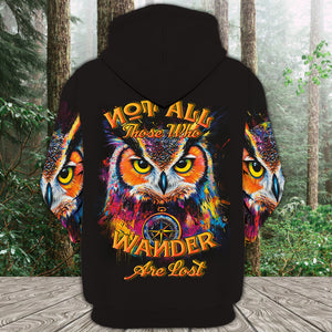 Not All Who Wander Are Lost Owl All Over Print Shirt
