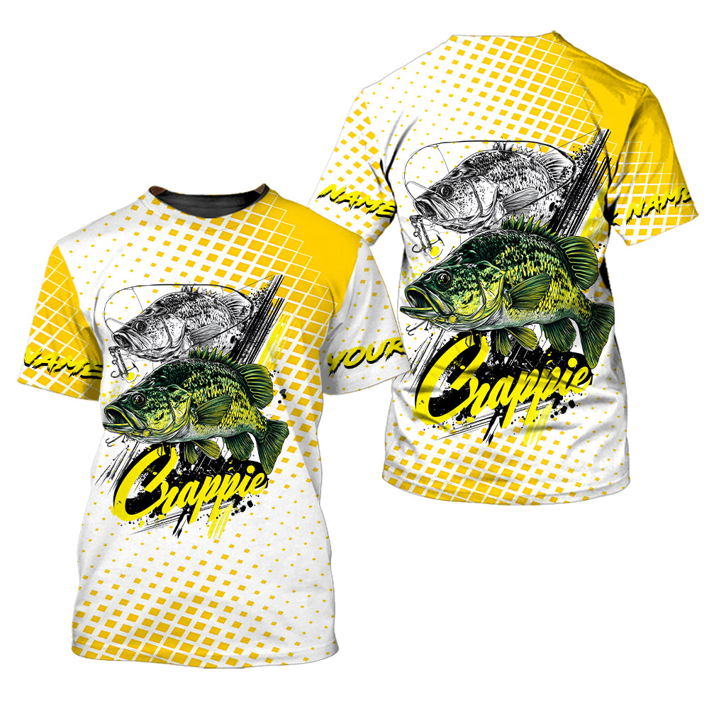 Custom Name Crappie Fish Yellow All Over Print Shirt