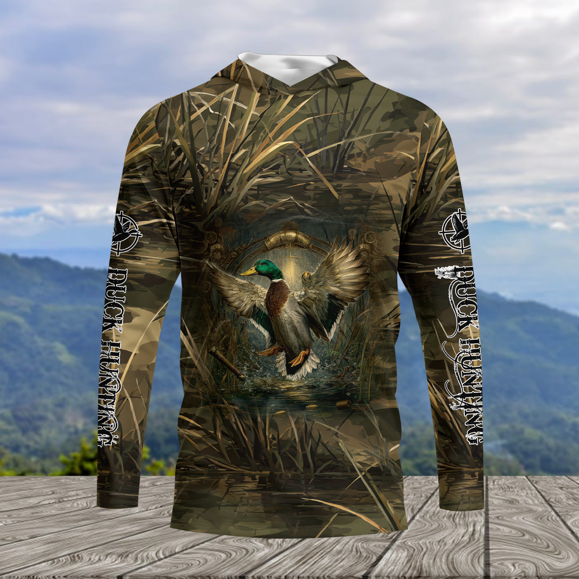 Mallard Duck Hunting Dark Camo All Over Print Shirt