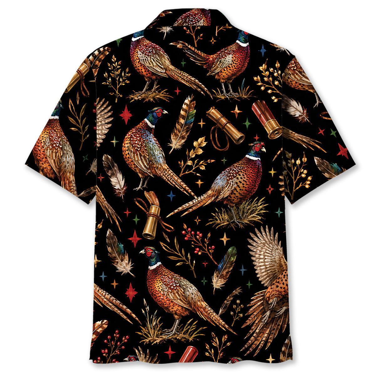 Pheasant Hunting Retro Black Hawaiian Shirt