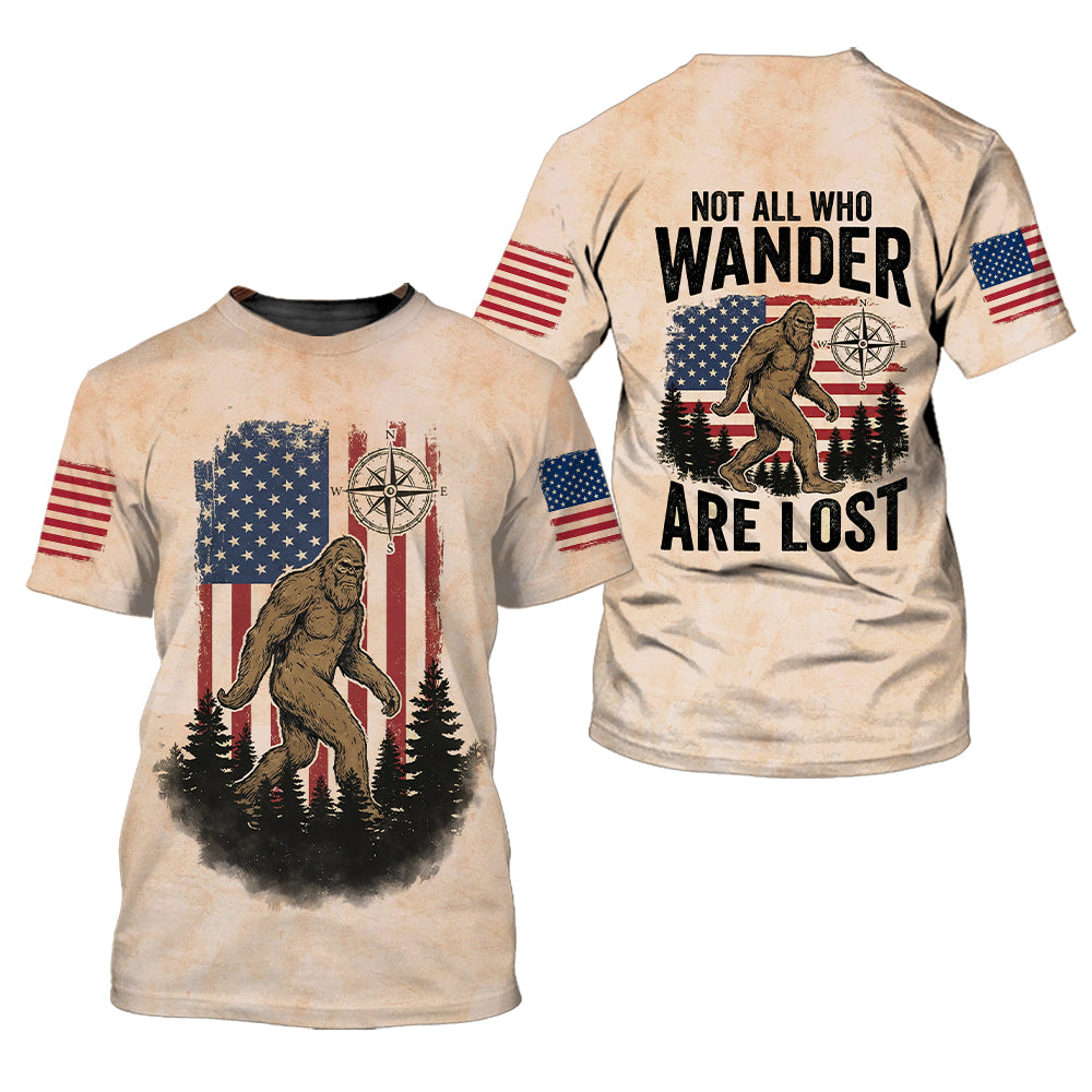 Vintage Bigfoot Not All Who Wander Are Lost All Over Print Shirt