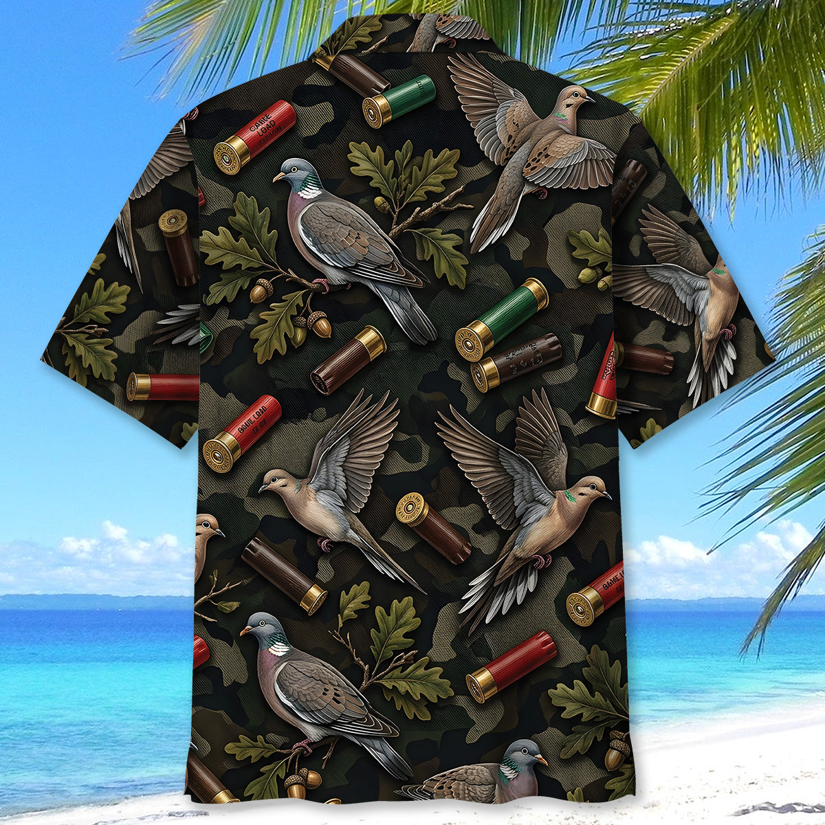 Vintage Wild Dove Hunting Camouflage Black Hawaiian Shirt