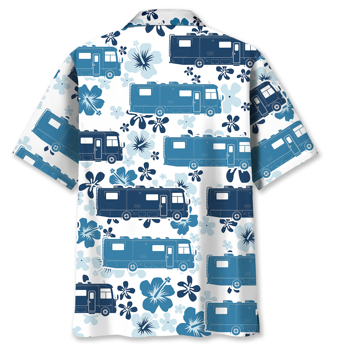 Class A Sleeper Rv Hibiscus Blue Hawaiian Shirt