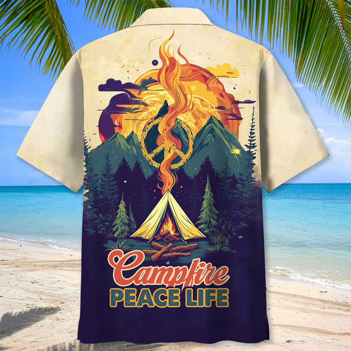 Campfire Peace Life Vintage Hawaiian Shirt
