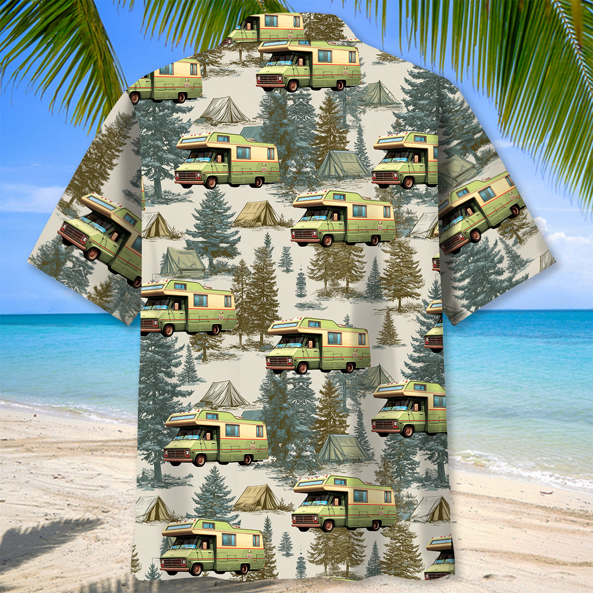 Vintage RV Motorhome Camping Hawaiian Shirt