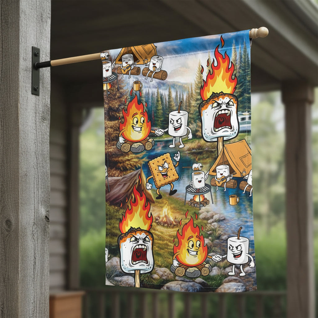 Vintage Camping Marshmallow Flag Decor