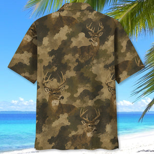 Deer Camouflage Graphic Pattern Hawaiian Shirt