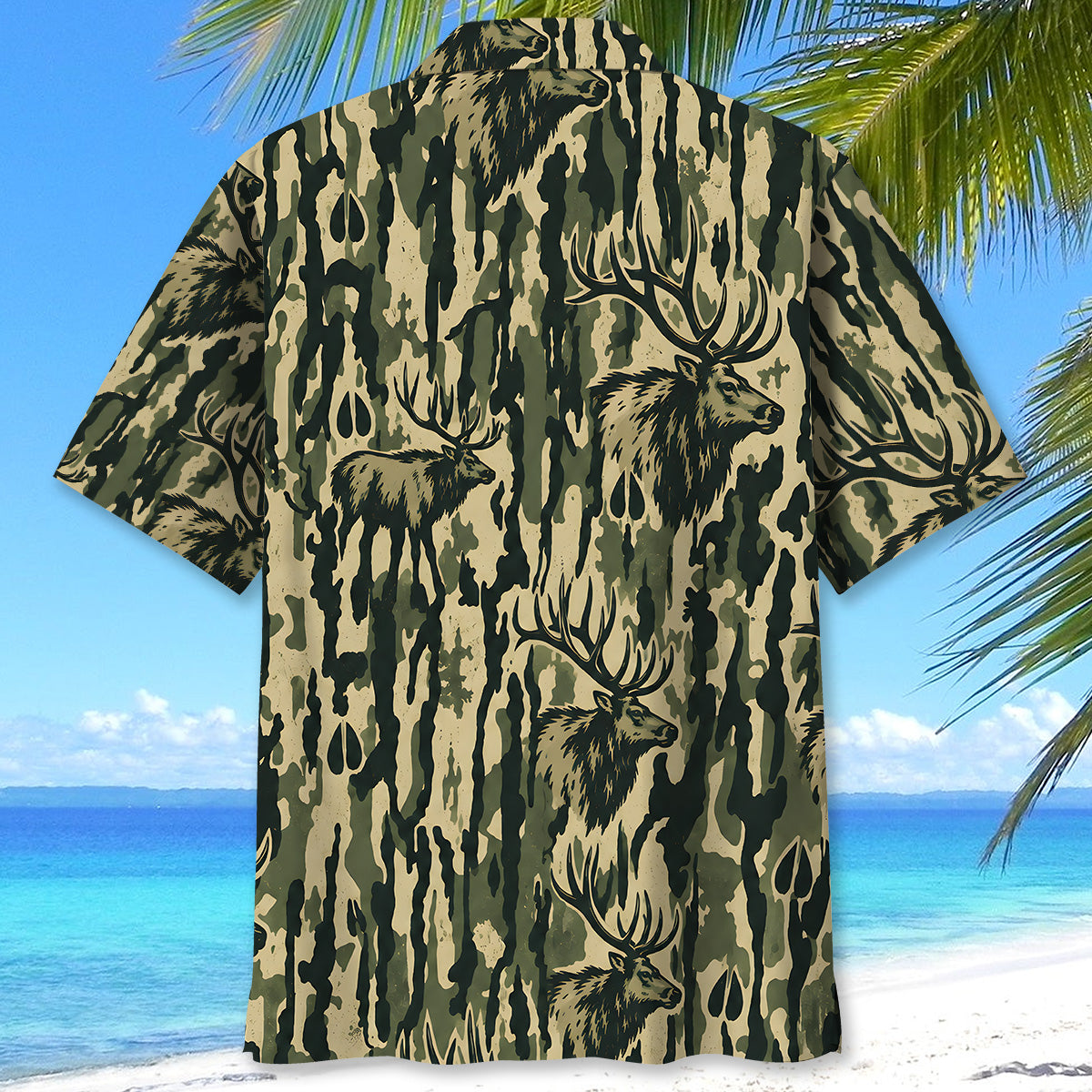 Elk Stripe Camouflage Hawaiian Shirt
