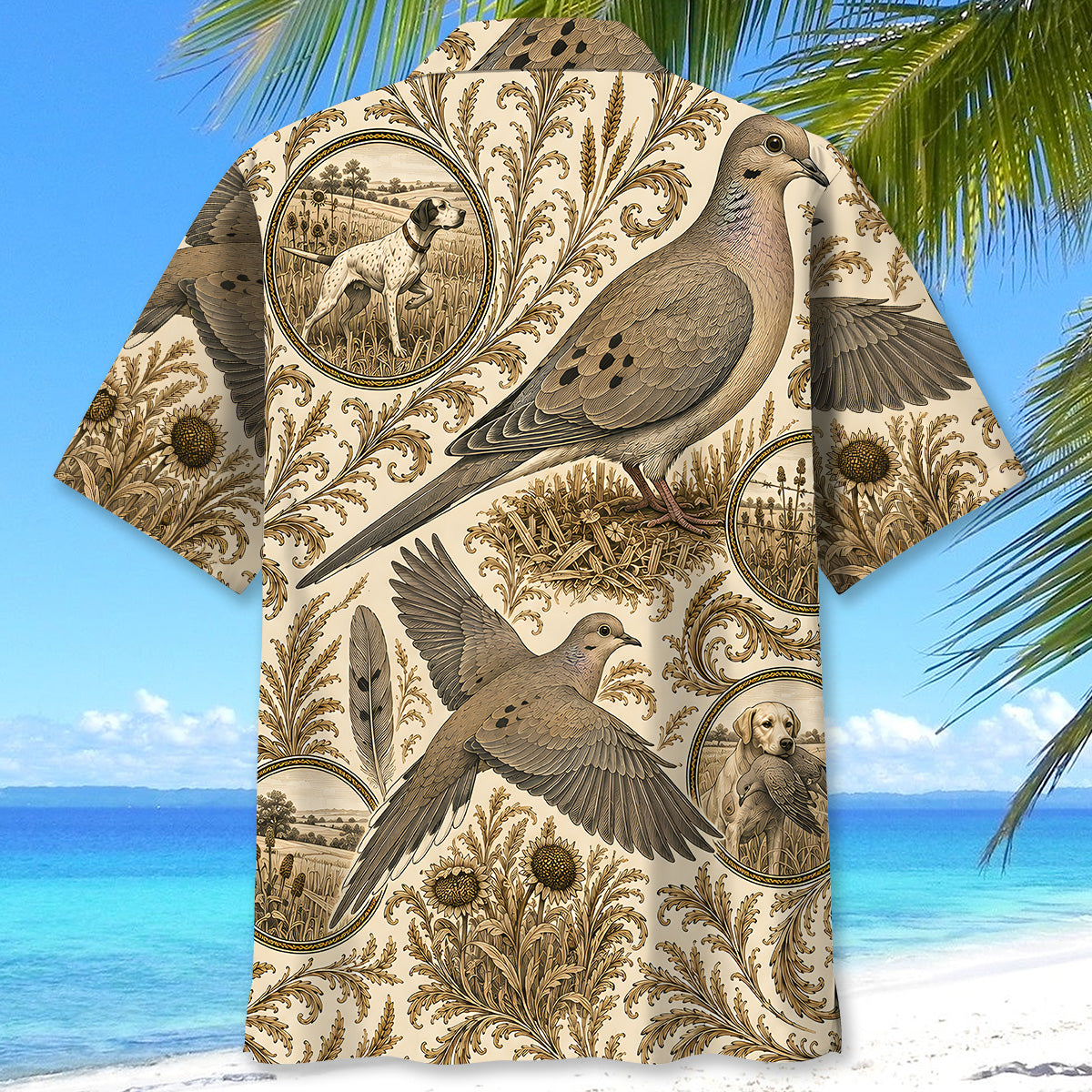 Vintage Dove Hunting Toile Hawaiian Shirt