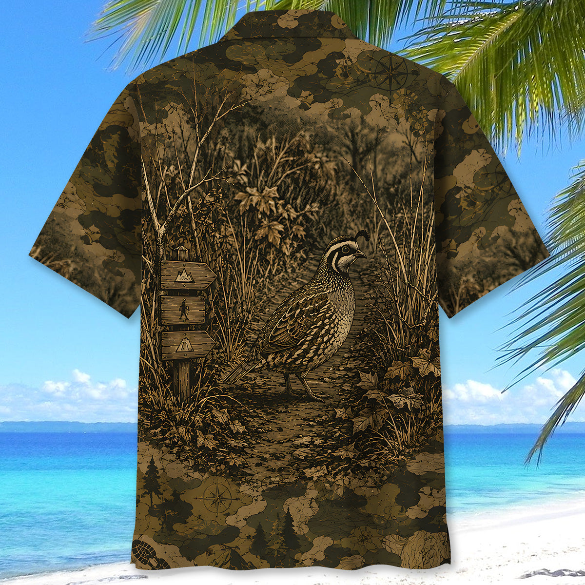 Quail Camouflage Dark Hawaiian Shirt