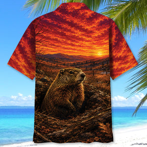 Groundhog Hunting Burnt Sky Hawaiian Shirt