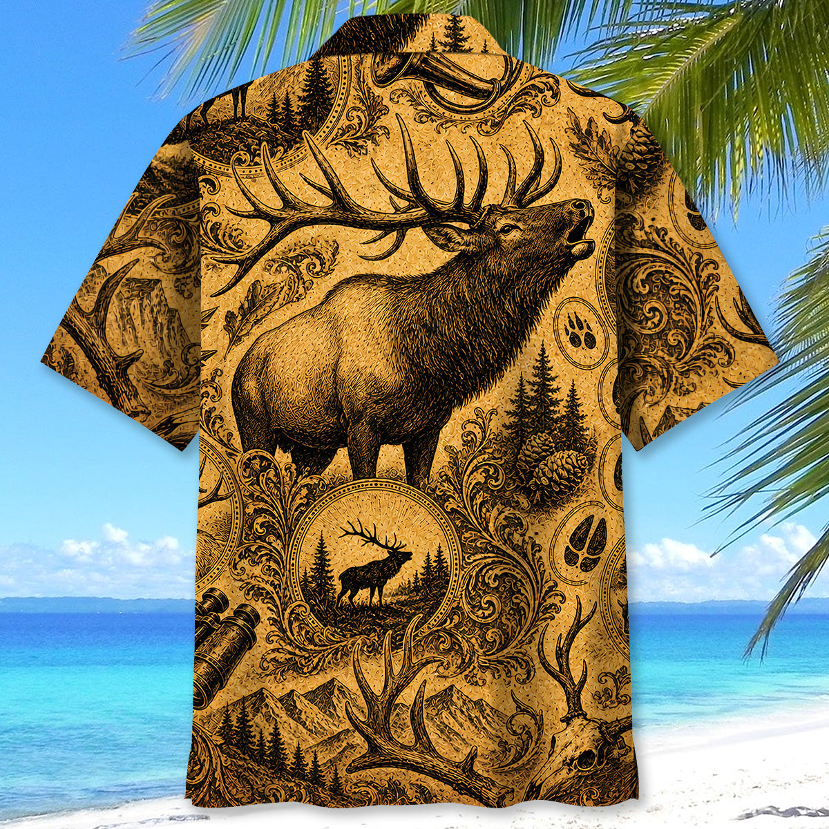 Elk Hunting Legend Vintage Art Hawaiian Shirt