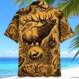 Elk Hunting Legend Vintage Art Hawaiian Shirt