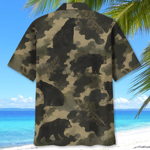 Black Bear Camouflage Graphic Pattern Hawaiian Shirt