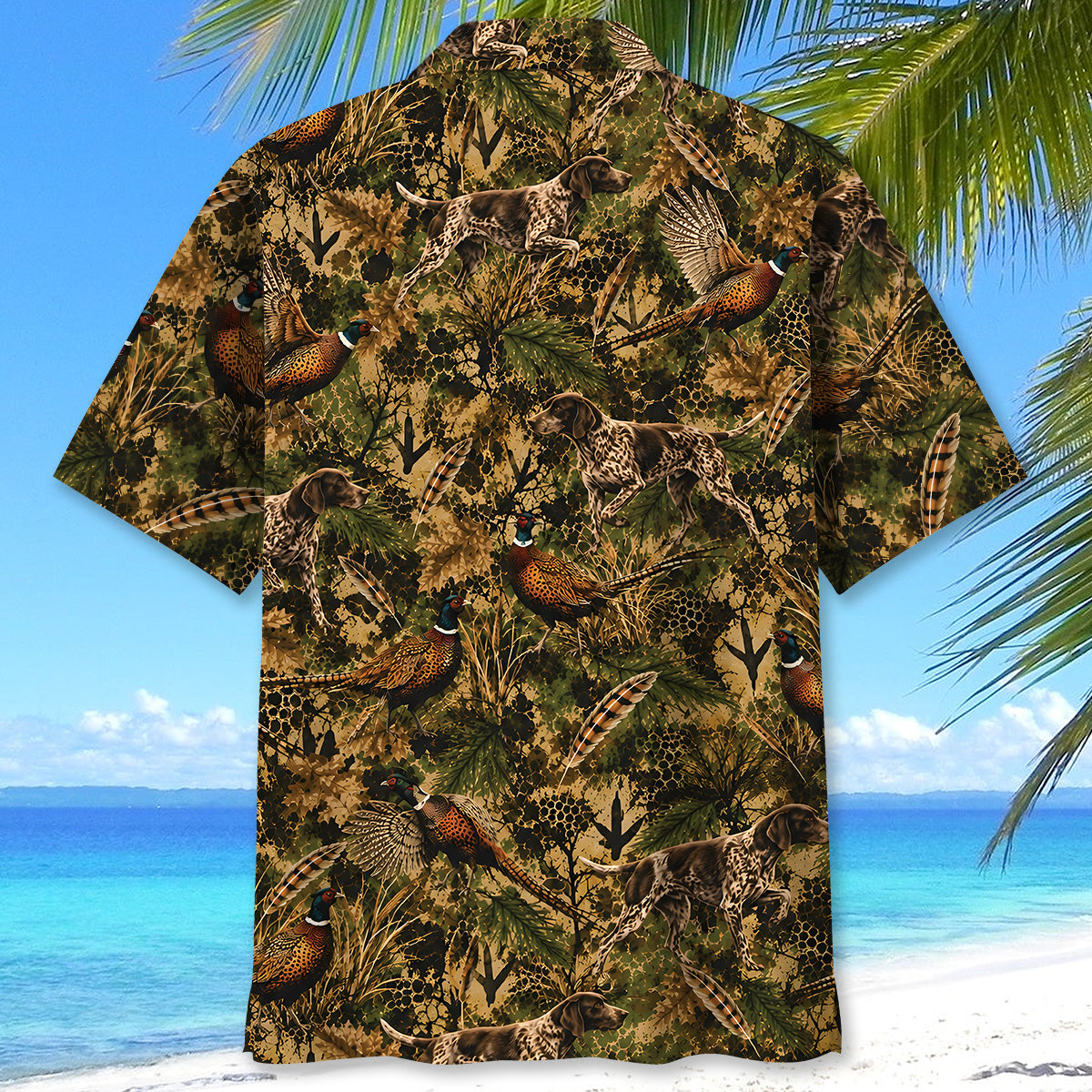 Pheasant Hunting Hex Camo Hawaiian Shirt
