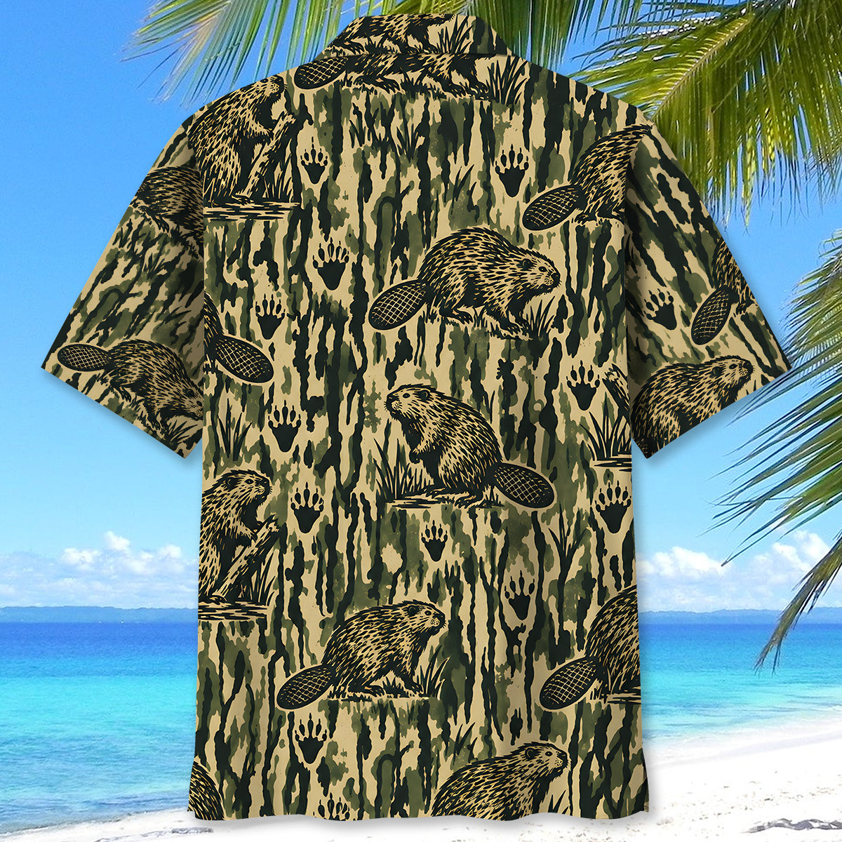 Beaver Stripe Camouflage Hawaiian Shirt