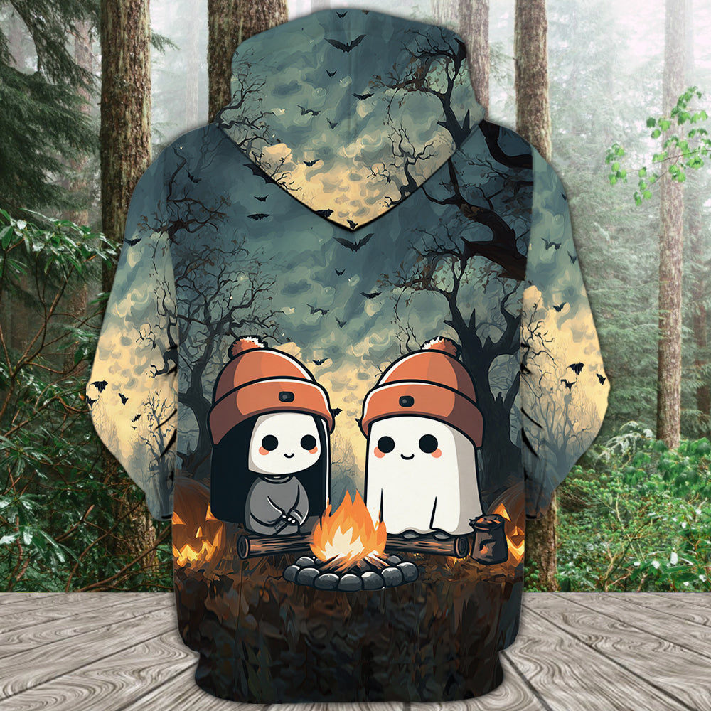 Cute Ghost Camping Crew All Over Print Shirt