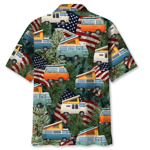 America Pop-Up Camper Car Hawaiian Shirt
