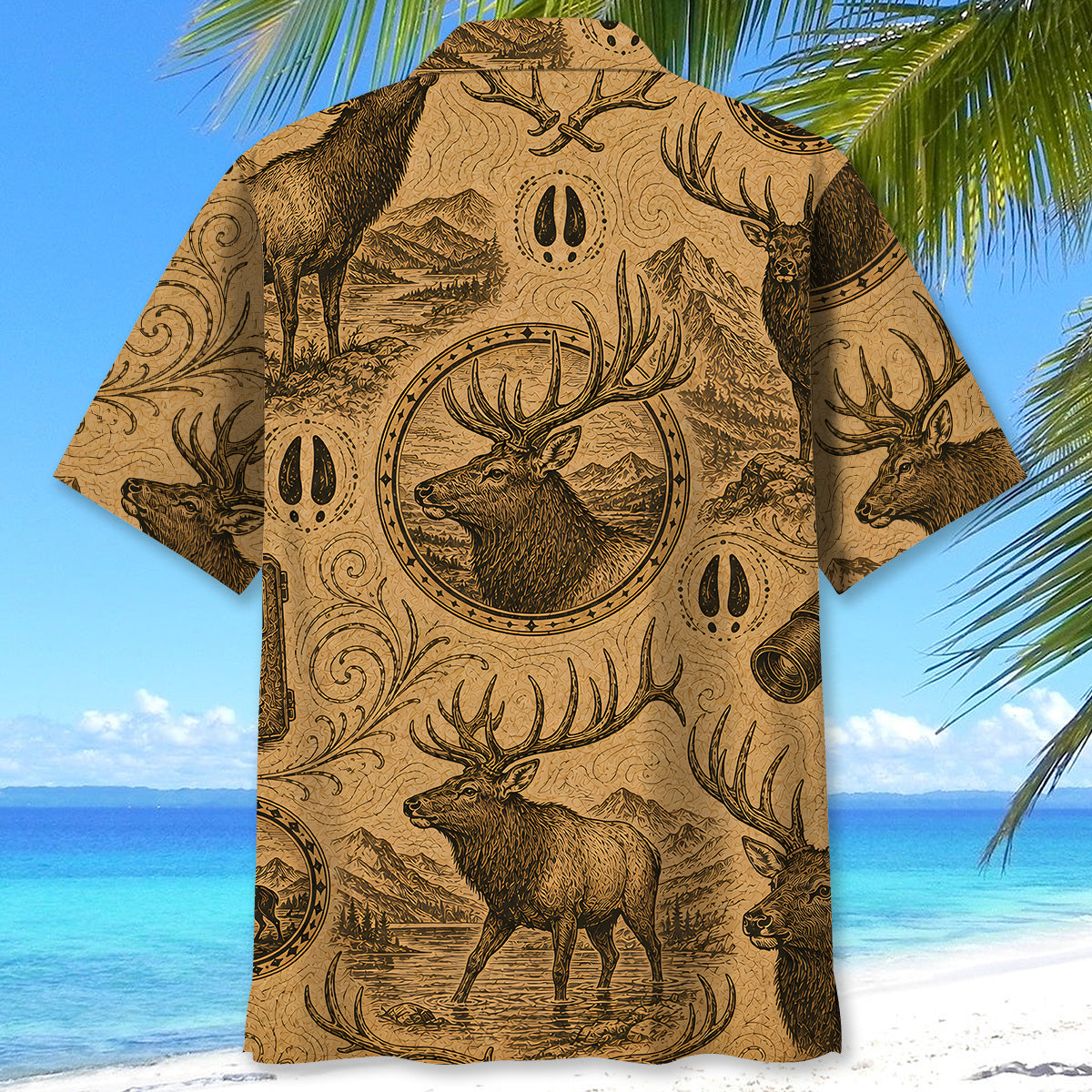 Elk Hunting Vintage Artwork Hawaiian Shirt