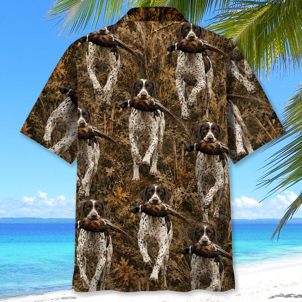 Camouflage English Pointer Running With Pheasant Hunting Hawaiian Shirt