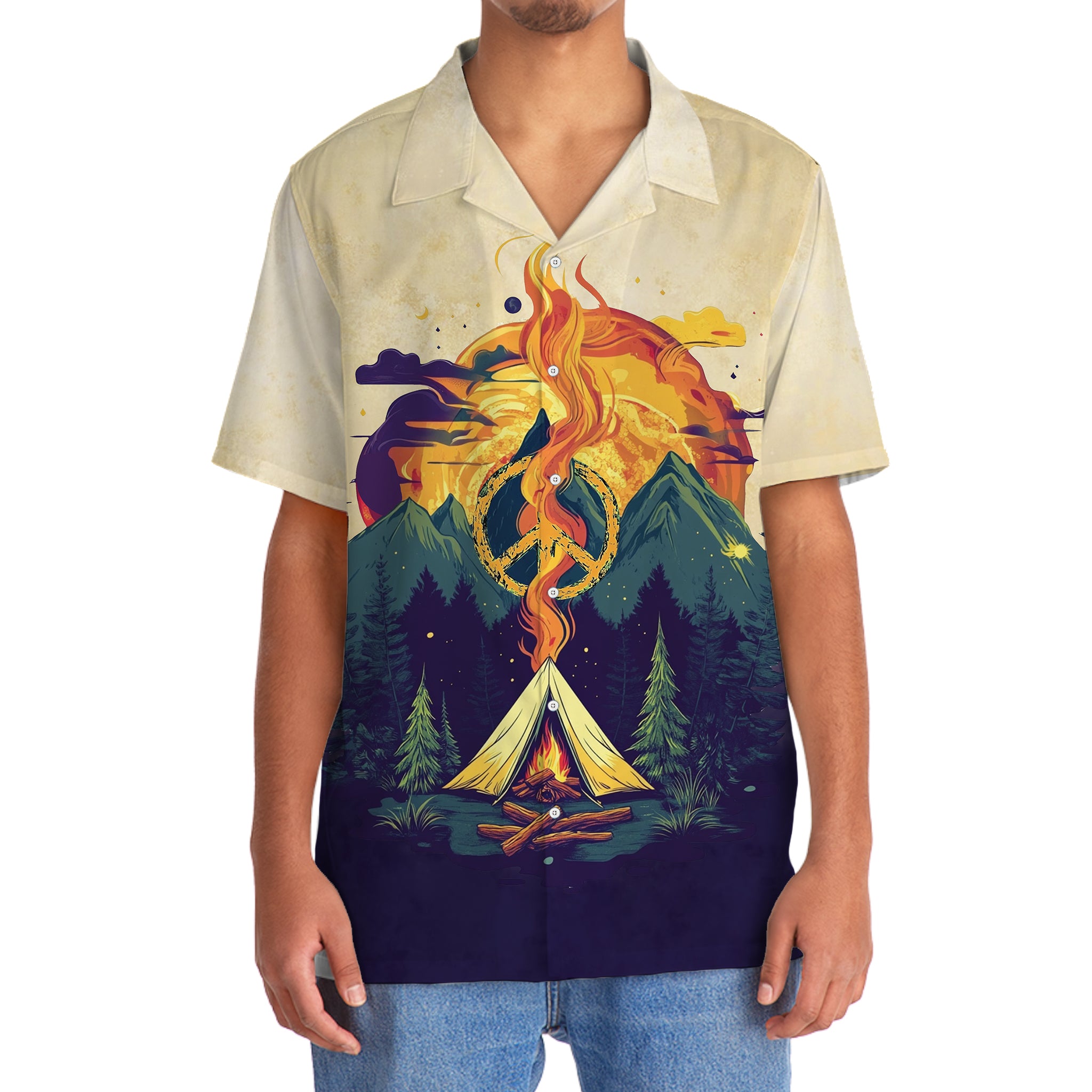 Campfire Peace Life Vintage Hawaiian Shirt
