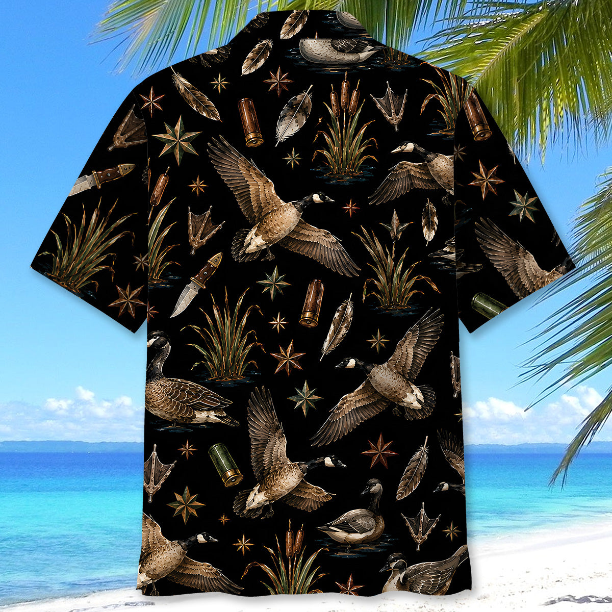 Goose Hunting Retro Black Hawaiian Shirt